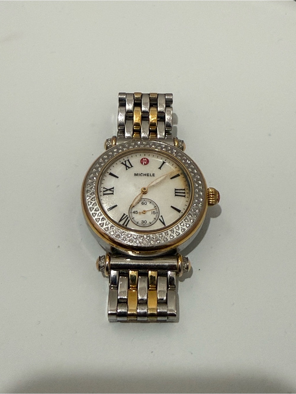 Michele Two-Tone Diamond Bezel Women's Watch in Gold and Silver